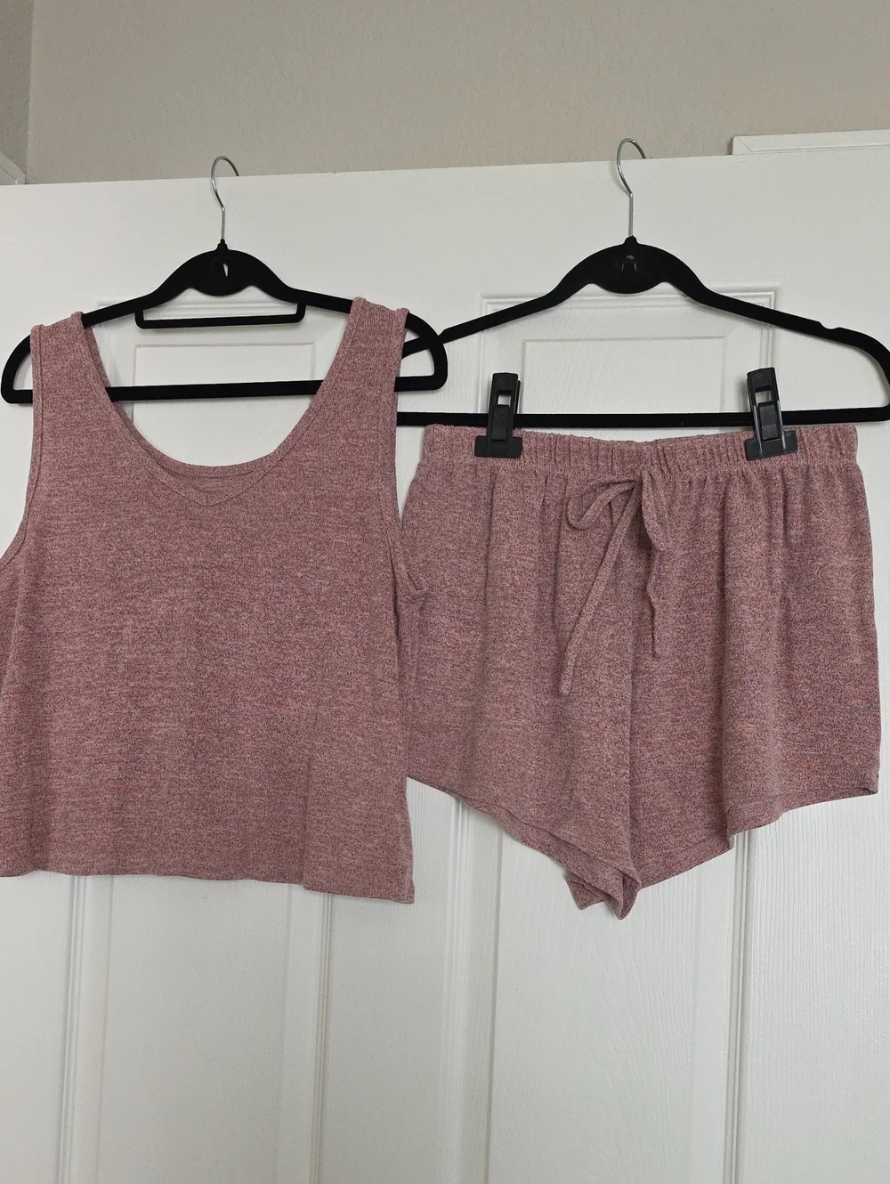 Cozy Ribbed Tank & Drawstring Short Sleep Set - Pink